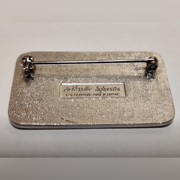 Vintage Art Nouveau Revival De Passille Sylvestre Enamel Brooch - Picture 8 of 11